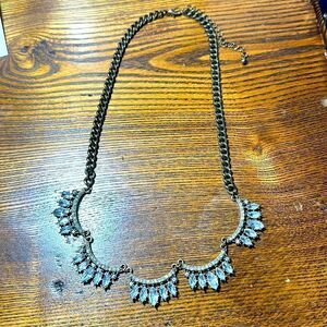Vintage Art Deco Brass and Rhinestone Statement Necklace